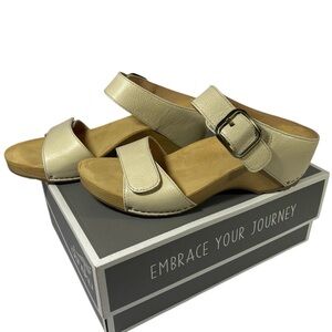 NEW Dansko Tanya Milled Burnished Linen Tan Slip-On Sandal Heels Size 40 9.5-10